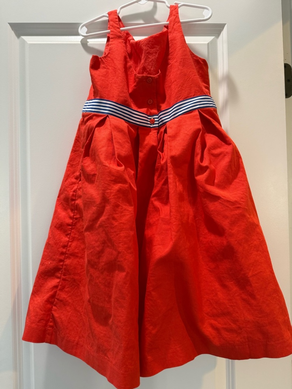 Janie and Jack Size 7 Red Sleeveless Dress with Navy Stripe Waist